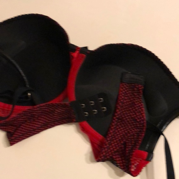 AdoreMe red fishnet bra plus 2cup sizes push-up - Picture 3 of 3